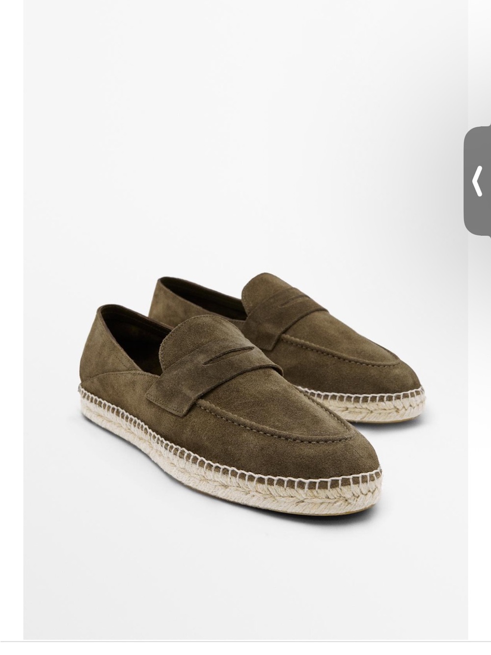 Massimo Dutti Khaki Suede Espadrille Loafer